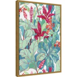Amanti Art Tropical Flowers I by N.H. Egan Framed Canvas Wall Art (16" x 23")