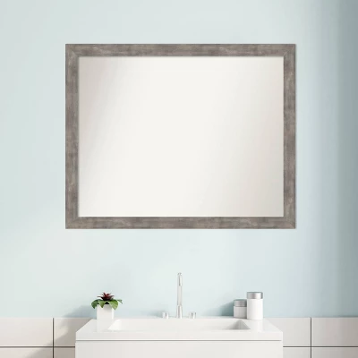 Amanti Art Marred Wood Bathroom Wall Mirror - 31" x 25" Pewter Finish 10 Amanti Art Marred Wood Bathroom Wall Mirror - 31" x 25" Pewter Finish - Image 8