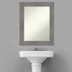 Amanti Art Pinstripe Plank Gray Non-Beveled Bathroom Wall Mirror - 24" x 30" -Amanti Art Shop GUEST 526e3f21 d718 4e72 a328 20727d5b4898