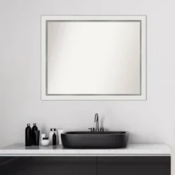 Amanti Art Eva White Narrow Bathroom Wall Mirror - 31" x 25" -Amanti Art Shop GUEST 528069bc 9e5c 4368 9789 2e749f04a719