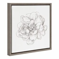 16" X 16" Pen And Ink Florals IV Framed Canvas Wall Art - Amanti Art
