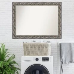 Amanti Art Silver Luxor Ornate Wood Bathroom Wall Mirror (44 x 33) -Amanti Art Shop GUEST 536578a6 d8e6 4ec5 9c6d fc8ae7ed996c