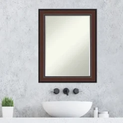 Amanti Art Harvard Walnut Petite Bevel Bathroom Wall Mirror 28.5 X 22.5 In. -Amanti Art Shop GUEST 53feb241 1dce 4b5d a926 bc965c209960