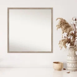 27" X 27" Non-Beveled Hard Wedge Whitewash Wood Wall Mirror - Amanti Art 13 27" X 27" Non-Beveled Hard Wedge Whitewash Wood Wall Mirror - Amanti Art -Amanti Art Shop GUEST 54a5fefb 3de6 4179 8458 6d72b73df371