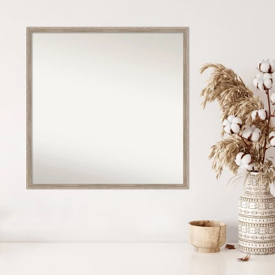 27" X 27" Non-Beveled Hard Wedge Whitewash Wood Wall Mirror - Amanti Art 6 27" X 27" Non-Beveled Hard Wedge Whitewash Wood Wall Mirror - Amanti Art - Image 4