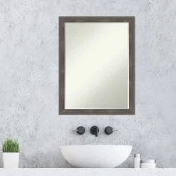Amanti Art Pinstripe Lead Grey Petite Bevel Wood Bathroom Wall Mirror - 26.5 x 20.5 13 Amanti Art Pinstripe Lead Grey Petite Bevel Wood Bathroom Wall Mirror - 26.5 x 20.5 -Amanti Art Shop GUEST 55aa2d48 98cc 4b9c 843f 1ab1630dc11a