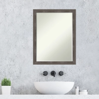 Amanti Art Pinstripe Lead Grey Petite Bevel Wood Bathroom Wall Mirror - 26.5 x 20.5 6 Amanti Art Pinstripe Lead Grey Petite Bevel Wood Bathroom Wall Mirror - 26.5 x 20.5 - Image 4