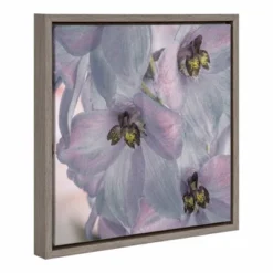 Amanti Art Delphinium Blossoms Close-up Framed Canvas Wall Art (16" x 16")
