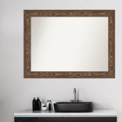 Amanti Art Bridge Brown 44" x 33" Non-Beveled Wood Bathroom Wall Mirror -Amanti Art Shop GUEST 584e6e14 5630 47e9 806a 68595e35e762