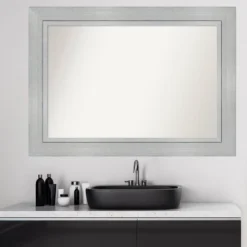 Amanti Art Romano Silver 43" x 31" Non-Beveled Wood Bathroom Wall Mirror -Amanti Art Shop GUEST 58b36e67 eb3d 493b 892f 579bb97ed47b