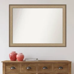 Amanti Art Elegant Brushed Bronze Non-Beveled Bathroom Wall Mirror (43" x 32") -Amanti Art Shop GUEST 58be4060 c17e 4626 8d9b d0878c493197