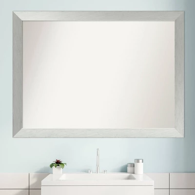 42" X 31" Non-Beveled Wood Bathroom Wall Mirror Brushed Sterling Silver - Amanti Art 9 42" X 31" Non-Beveled Wood Bathroom Wall Mirror Brushed Sterling Silver - Amanti Art - Image 7