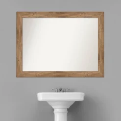 Amanti Art Owl Wood Non-Beveled Bathroom Wall Mirror - 44" x 33" Brown -Amanti Art Shop GUEST 5a0c30e6 82c6 4969 9889 4767e30793bf