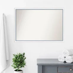 Amanti Art Morgan Wood Non-Beveled Bathroom Wall Mirror - 38" x 26" White and Blue -Amanti Art Shop GUEST 5b503c3a 7c99 40cd b3aa d019b73c4e42