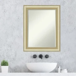 Amanti Art Textured Light Gold Petite Bevel Bathroom Wall Mirror - 29 x 23 -Amanti Art Shop GUEST 5bb20343 cb54 4501 9425 00789e9a8581