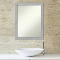 Amanti Art 21" x 27" Vista Brushed Nickel Narrow Bathroom Wall Mirror -Amanti Art Shop GUEST 5d49426e 0589 4e09 859f 68c8c7bceeba