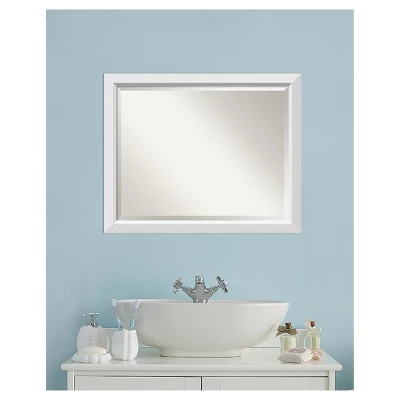 Amanti Art Blanco Wood Framed Bathroom Vanity Wall Mirror - 32" x 26" White 5 Amanti Art Blanco Wood Framed Bathroom Vanity Wall Mirror - 32" x 26" White - Image 3
