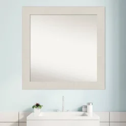 Amanti Art 32" x 32" Non-Beveled Rustic Plank White Bathroom Wall Mirror -Amanti Art Shop GUEST 5e71e691 cd90 4c8d 81d9 aa33ddc268ef