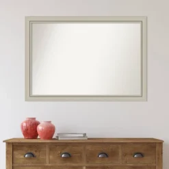 Amanti Art Romano Silver Narrow Wood Wall Mirror - 40" x 28" -Amanti Art Shop GUEST 61a76312 3e24 4d79 ba05 62a1bf4cc73a