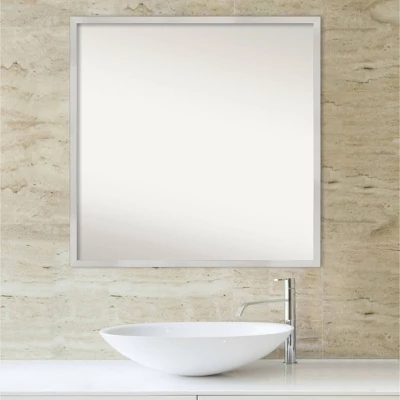 Amanti Art Svelte Silver 28" x 28" Non-Beveled Wood Bathroom Wall Mirror 6 Amanti Art Svelte Silver 28" x 28" Non-Beveled Wood Bathroom Wall Mirror - Image 4