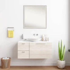Amanti Art Two Tone Silver 28" x 28" Wood Bathroom Wall Mirror -Amanti Art Shop GUEST 63892fae 73ae 49ff 810e a85efe1fb6b4
