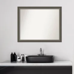 31" X 25" Non-Beveled Domus Wood Bathroom Wall Mirror Dark Silver - Amanti Art 14 31" X 25" Non-Beveled Domus Wood Bathroom Wall Mirror Dark Silver - Amanti Art -Amanti Art Shop GUEST 65535ee5 f039 4c0c a297 e1cdcef7eeb1