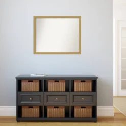 30" X 24" Non-Beveled Grace Brushed Gold Narrow Wall Mirror - Amanti Art -Amanti Art Shop GUEST 658213dd 51de 4ad7 89dc 8ea9f480d5ee