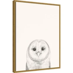 Amanti Art Animal Mug III Owl Framed Canvas Wall Art by Victoria Borges - 18x24 Gold