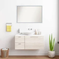 Amanti Art Morgan Wood Non-Beveled Bathroom Wall Mirror - 38" x 26" White and Blue -Amanti Art Shop GUEST 665fbd1a e885 485f b1f3 2515d712c1fe