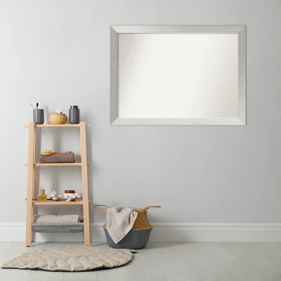 42" X 31" Non-Beveled Wood Bathroom Wall Mirror Brushed Sterling Silver - Amanti Art 7 42" X 31" Non-Beveled Wood Bathroom Wall Mirror Brushed Sterling Silver - Amanti Art - Image 5