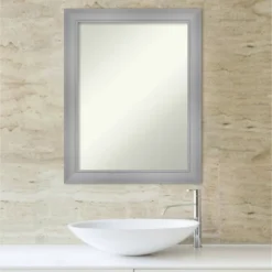 Amanti Art Flair Polished Nickel Bathroom Wall Mirror - 22" x 28" -Amanti Art Shop GUEST 67073275 6012 48ee 8e6f a3b583f2b211