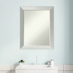 Amanti Art Petite Bevel Brushed Sterling Silver Wood Bathroom Mirror, 22" x 28" -Amanti Art Shop GUEST 67524599 a830 47d9 939d 7da73fb187b0