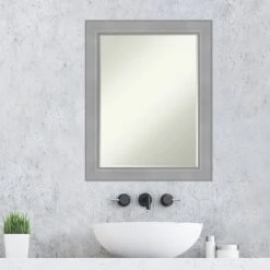 Amanti Art Vista Brushed Nickel Petite Bevel Bathroom Wall Mirror 28.25x22.25 -Amanti Art Shop GUEST 68651d31 dc64 4794 b72a f6e99cbea5f4