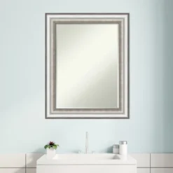 Amanti Art Salon Silver Petite Bevel Bathroom Wall Mirror, 29.25 x 23.25 -Amanti Art Shop GUEST 693542d3 de00 4bc6 8b14 7625871efc74