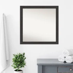 Amanti Art 30" x 30" Rustic Plank Espresso Narrow Bathroom Wall Mirror -Amanti Art Shop GUEST 6a02abb6 0ac7 4900 8a07 114f5d17b427