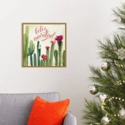 Amanti Art 16" x 16" Christmas Cactus I Feliz Navidad Framed Canvas Wall Art by Grace Popp -Amanti Art Shop GUEST 6a065b7b 7ae6 4347 982c 405dc75fff76