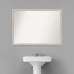 Amanti Art Marred Silver 41" x 30" Non-Beveled Wood Bathroom Wall Mirror -Amanti Art Shop GUEST 6a40124f 050c 4439 9e05 af5beff2d0af