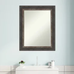 Amanti Art Bark Petite Bevel Bathroom Wall Mirror - 23x29 Rustic Char -Amanti Art Shop GUEST 6b2d3919 5364 4348 8854 df2357ecf1a6