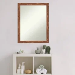 Amanti Art Fresco Light Pecan Wood Bathroom Wall Mirror - 21" x 27" -Amanti Art Shop GUEST 6be5cb85 808c 41ca 9897 430730daed02