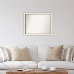 Amanti Art 31" x 25" Modern Rectangle Wall Mirror - Eva White Gold Frame -Amanti Art Shop GUEST 6c1d8e4e 40d5 4c55 a91b b535aeb7e2bf
