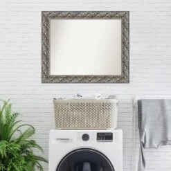 Amanti Art Silver Luxor Wood Bathroom Wall Mirror - 34" x 28" -Amanti Art Shop GUEST 6c947dfc bbb3 4559 b33d b92bc9086b5d