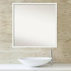 Amanti Art Lucie White Wood Bathroom Wall Mirror - 27" x 27" Non-Beveled -Amanti Art Shop GUEST 6ceb704d bc10 4fcf 9564 ff7f3de830a7
