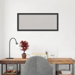 Amanti Art 32"x14" Stylish Black Wood Framed Gray Cork Bulletin Board -Amanti Art Shop GUEST 6dd272f2 7625 44d3 b6dc 329bd82ba79a