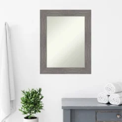 Amanti Art Pinstripe Plank Gray Non-Beveled Bathroom Wall Mirror - 24" x 30" -Amanti Art Shop GUEST 6de649c5 13cd 4449 9249 9a0e1fe343de