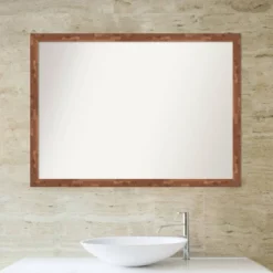 Amanti Art Fresco Light Pecan Brown Wood Bathroom Wall Mirror - 41" x 30" -Amanti Art Shop GUEST 6e57124b 055d 4ff7 b412 cdf78b4f4805