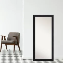 29" X 65" Non-Beveled Astor Black Full Length Floor Leaner Mirror - Amanti Art -Amanti Art Shop GUEST 6e6cde10 955f 4ecb b958 93540db3a1e3