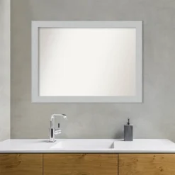Amanti Art Shiplap White Wood Bathroom Wall Mirror - 42" x 31" -Amanti Art Shop GUEST 6e95acab 8f1b 4a10 b444 d731f6cce89f