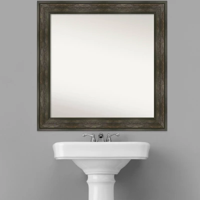 32" X 32" Non-Beveled Rail Rustic Char Bathroom Wall Mirror - Amanti Art 8 32" X 32" Non-Beveled Rail Rustic Char Bathroom Wall Mirror - Amanti Art - Image 6