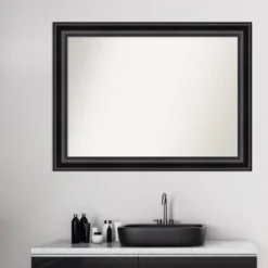 Amanti Art Grand Black Non-Beveled Bathroom Wall Mirror - 44" x 33" -Amanti Art Shop GUEST 6eed0775 4ab7 4180 9380 ed33b16b9cdc