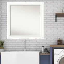Amanti Art Craftsman White Wood Bathroom Wall Mirror - 31 x 31 Inch Non-Beveled -Amanti Art Shop GUEST 6fce7e28 8a84 4879 814e ce638ab2da5b